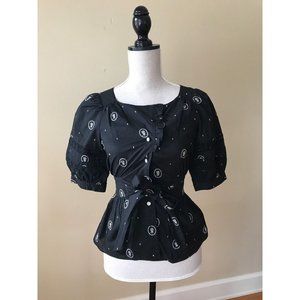 LITHE Anthropologie ROSE CAMEO BLOUSE Embroidered